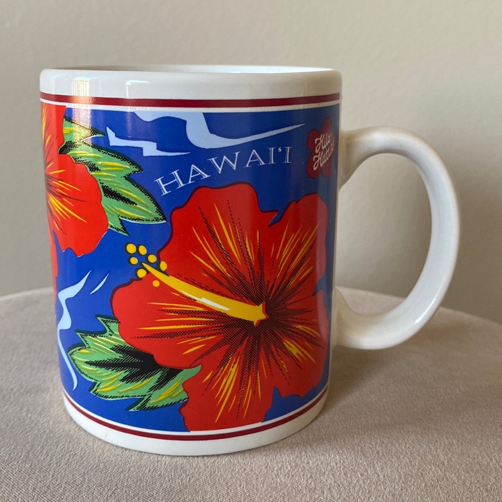 Hawaii Vtg 1996 Beautiful Red Hibiscus Flower Mug